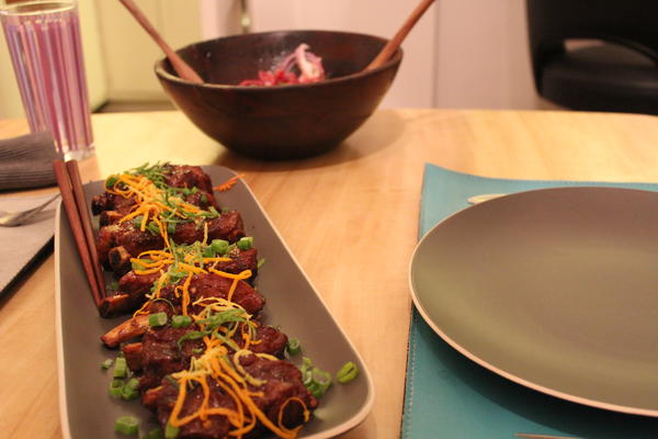 Citrus glazed ribs with salad