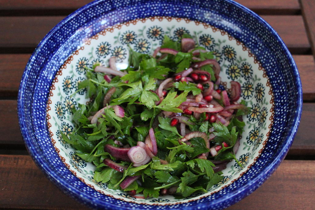 Parsly, Red Onion and Pomegranate Salad