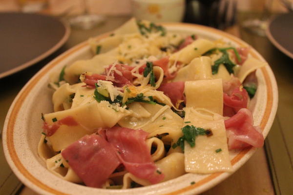 Pappardelle with Arugula and Prosciutto